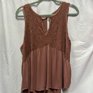 Maurice’s XXL burgundy sleeveless top lace over upper part of top